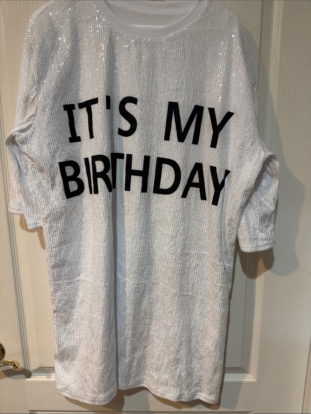 🆕 White Sequin "It's My Birthday" Party Top